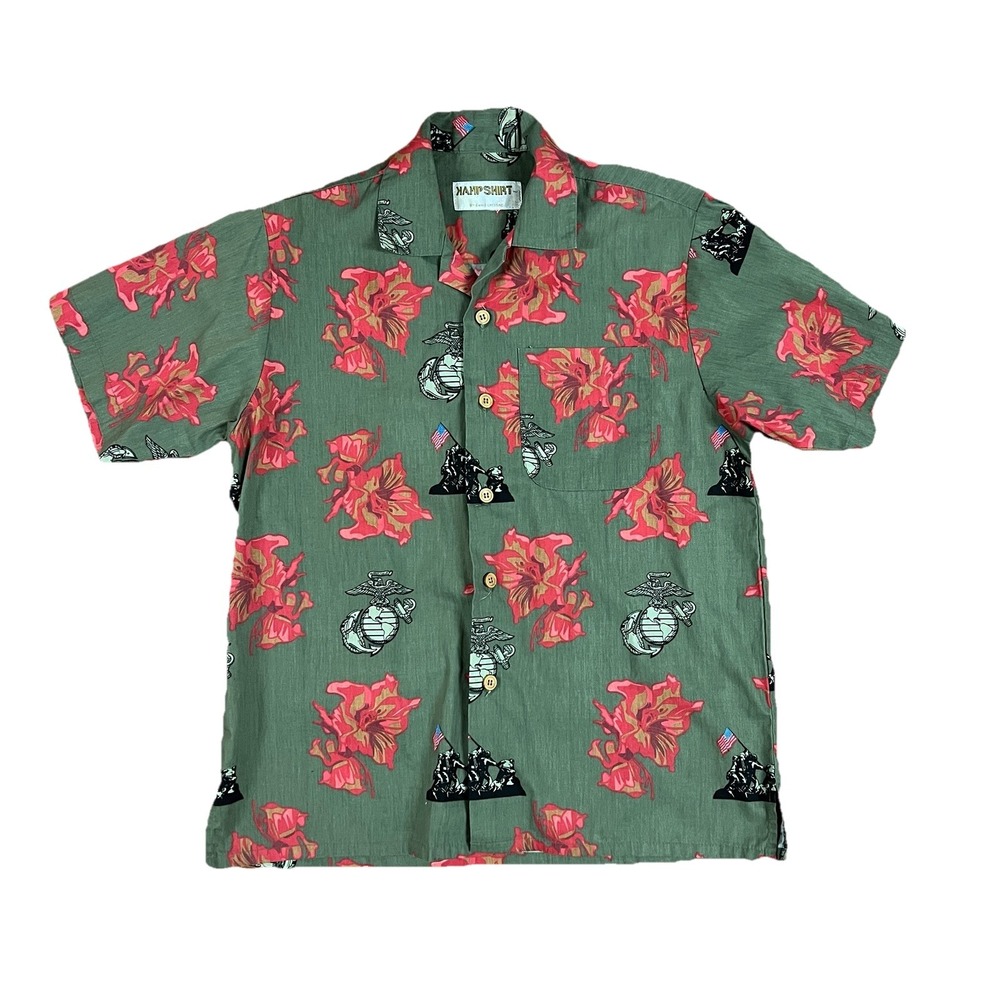 B2 Eagle Crest Kamp Shirt Mens US Marines Hawaiian Camp Shirt